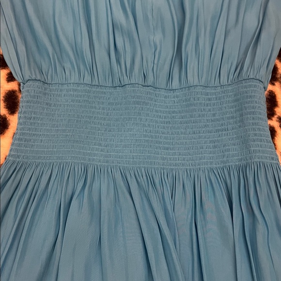Ramy Brook Audrey Smocked Midi Dress Turquoise Small - Picture 8 of 15